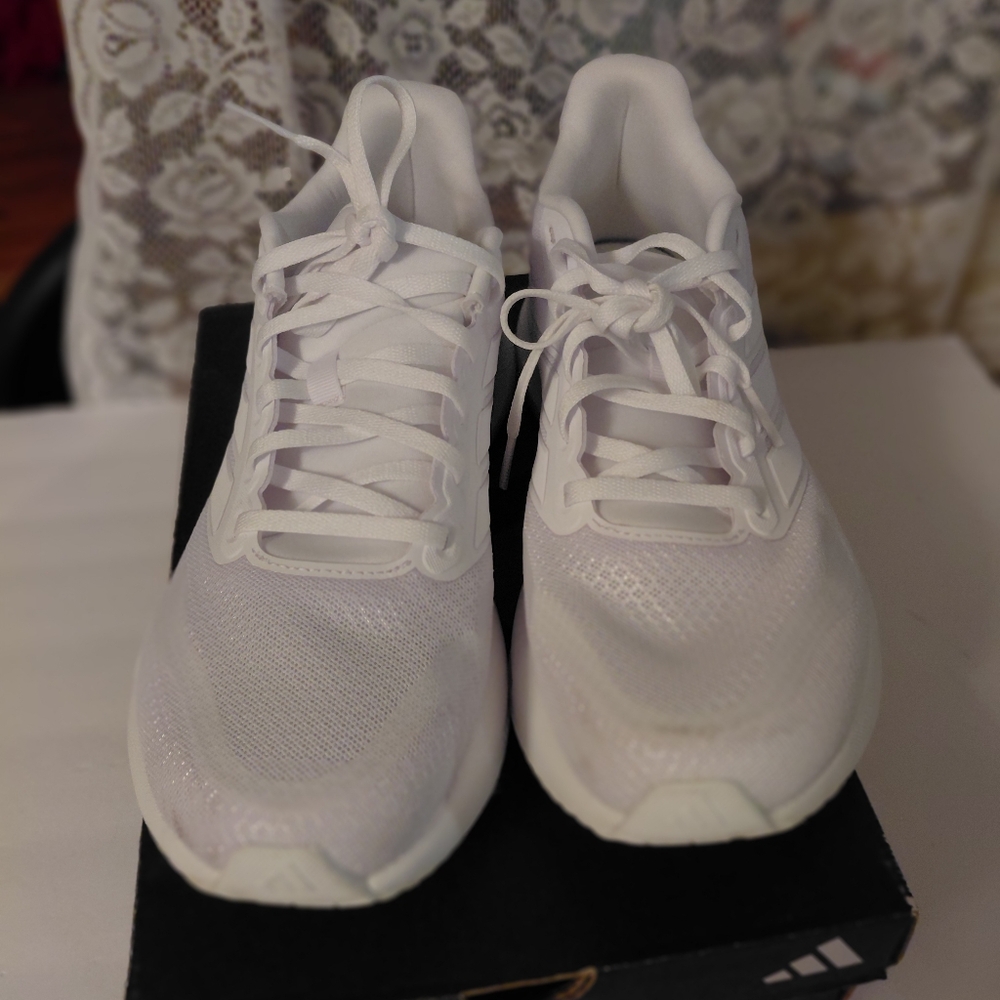 Adidas RunFalcon 5 Women Size 9 Triple White Sneakers EC Excellent Athletic Sho - Picture 2 of 9